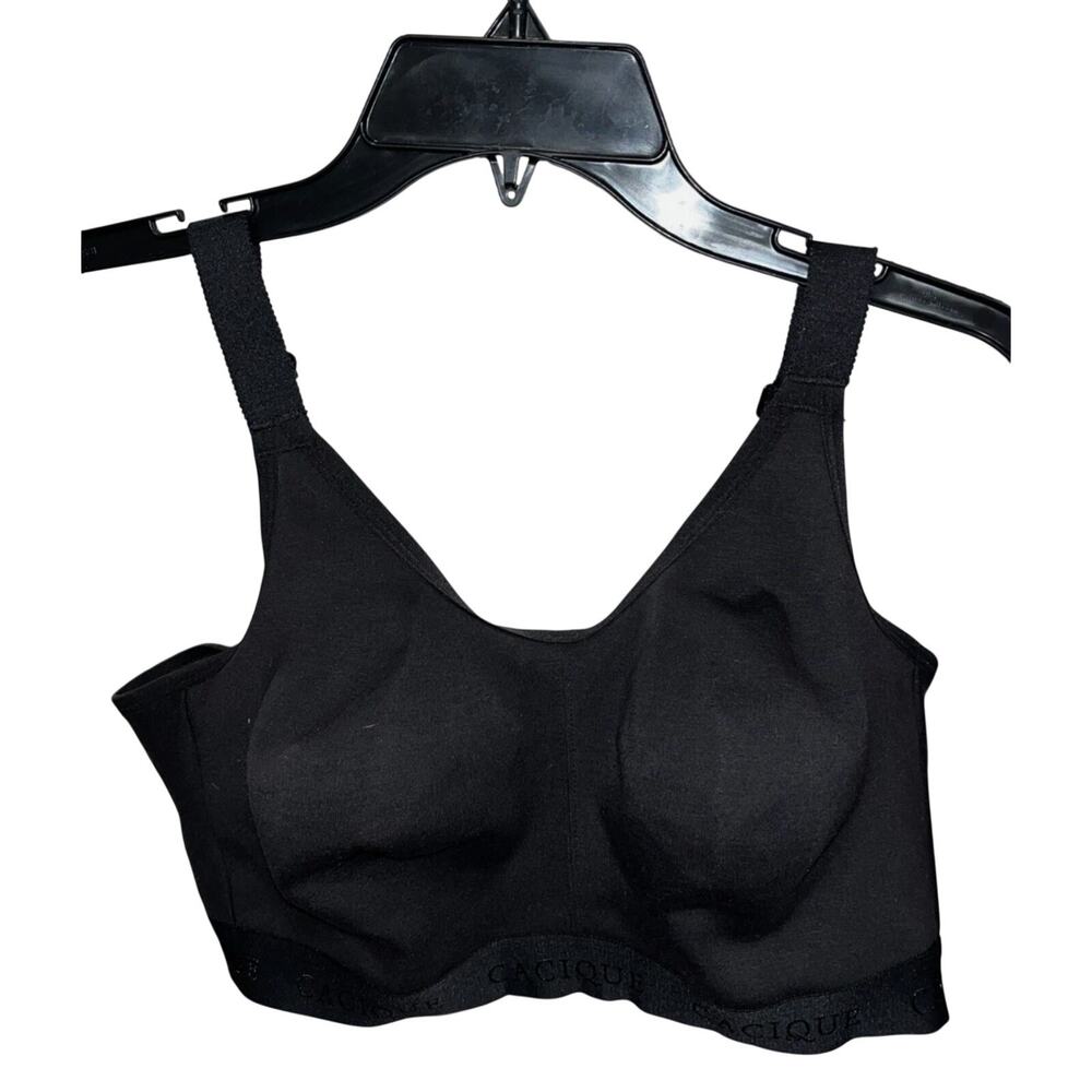 New Cacique Bra 42G black cotton scoop wireless full coverage Back Slimming